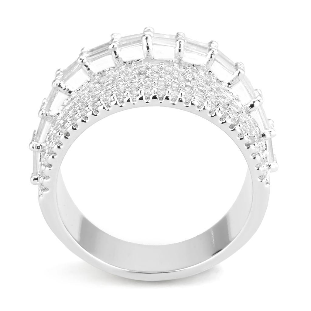 3W1545 - Rhodium Brass Ring with AAA Grade CZ  in Clear-2