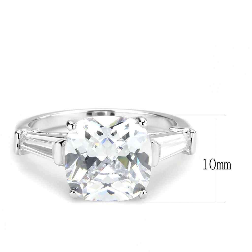 3W1561 - Rhodium Brass Ring with AAA Grade CZ  in Clear-1