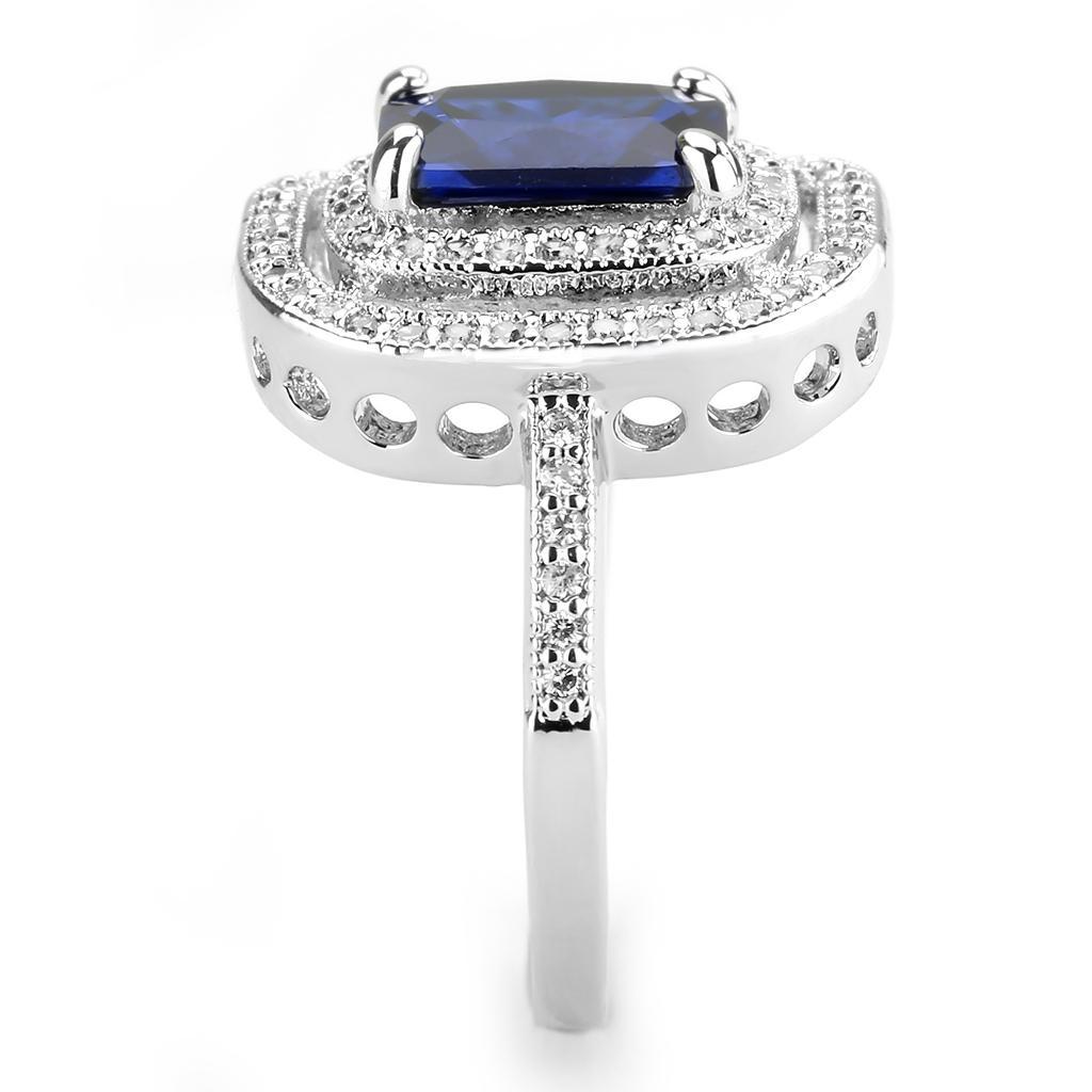 3W1565 - Rhodium Brass Ring with Synthetic Spinel in London Blue-3