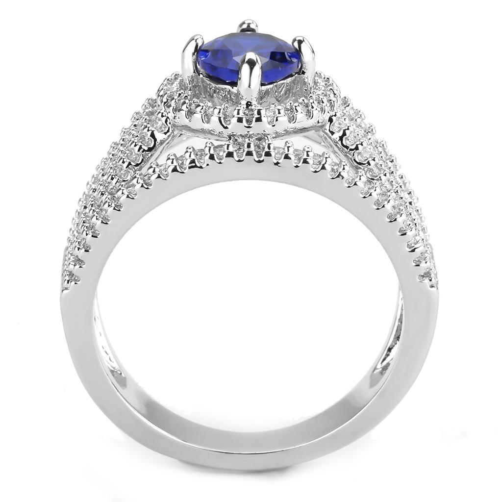 3W1567 - Rhodium Brass Ring with Synthetic Spinel in London Blue-2