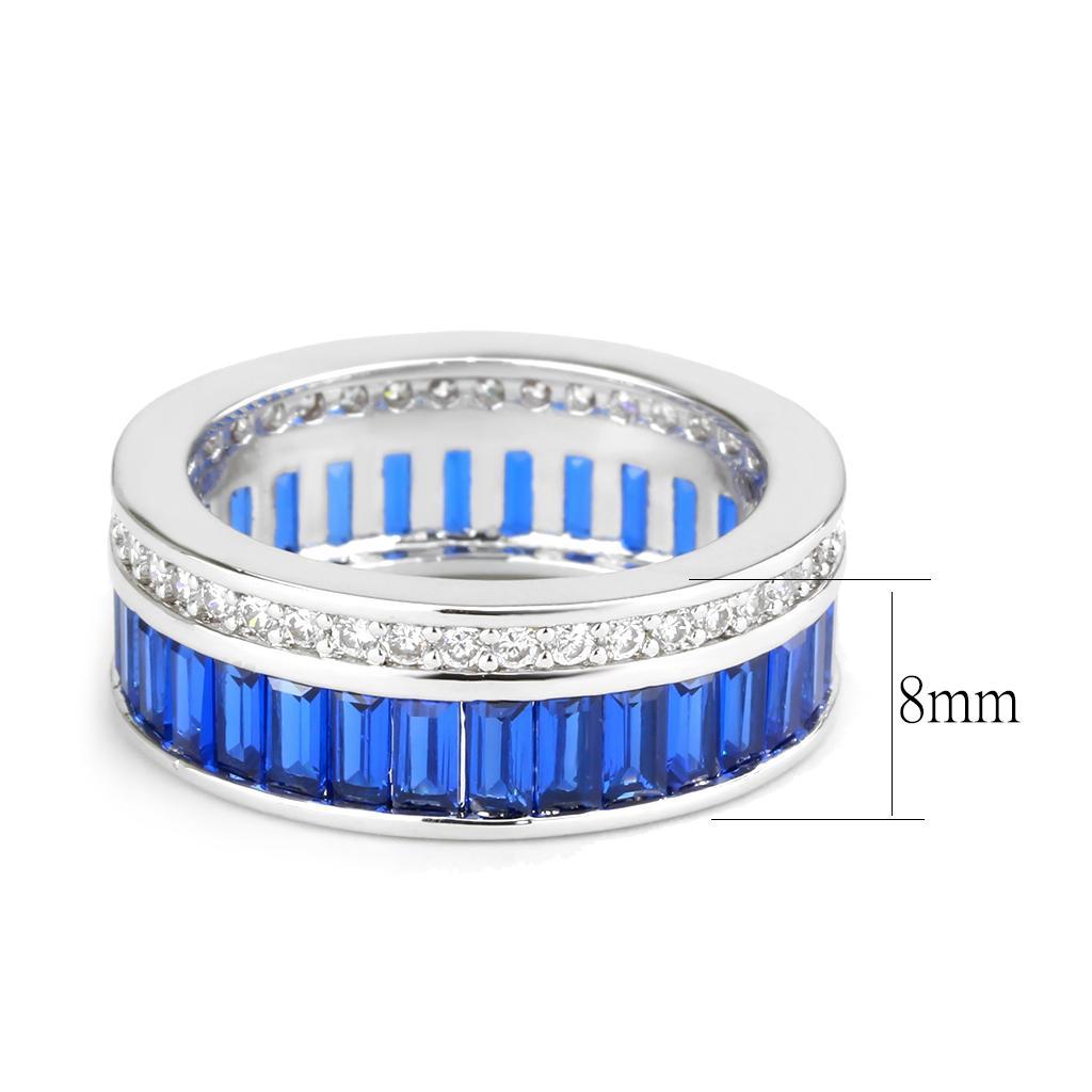 3W1568 - Rhodium Brass Ring with Synthetic Spinel in London Blue-1