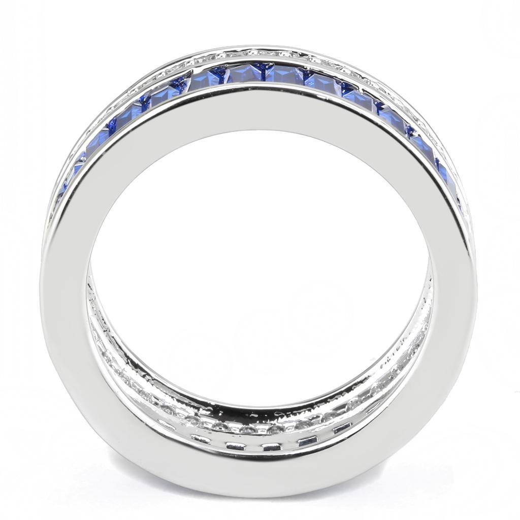 3W1568 - Rhodium Brass Ring with Synthetic Spinel in London Blue-2