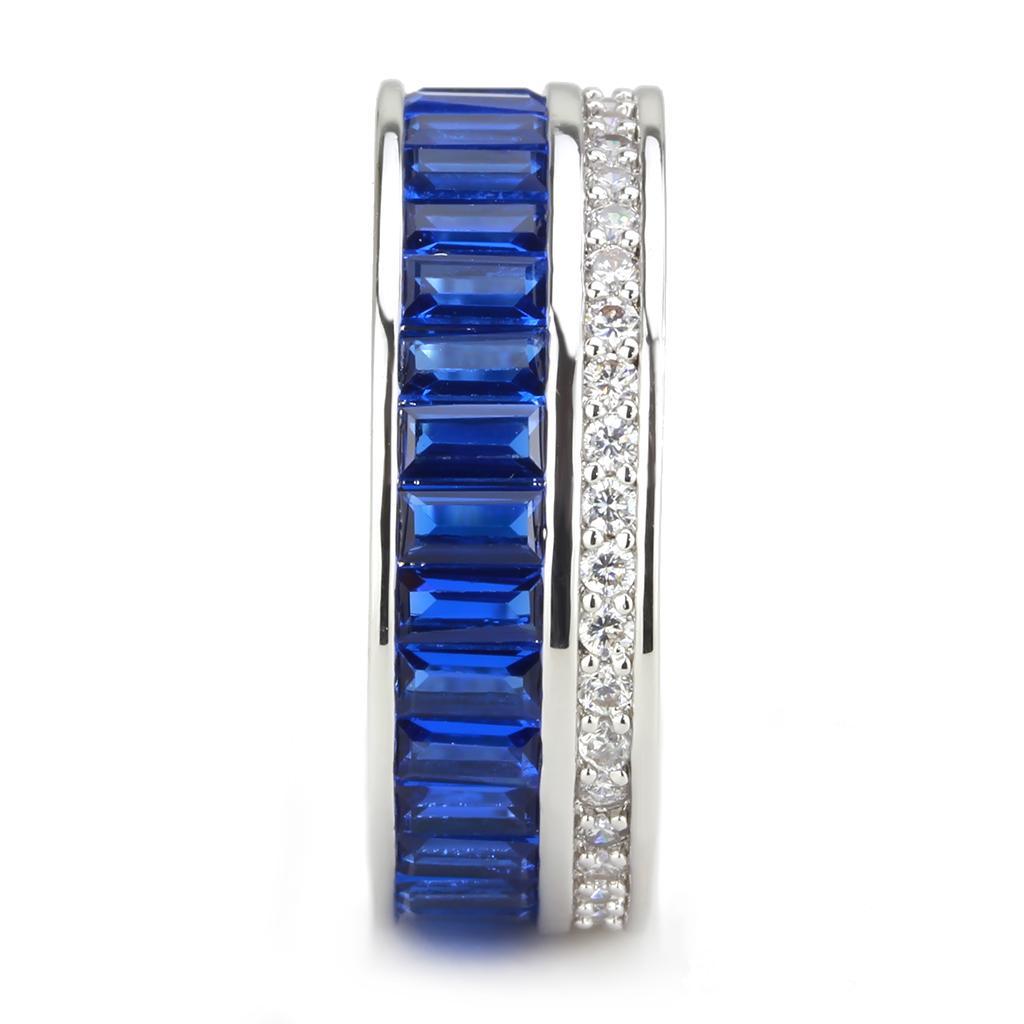 3W1568 - Rhodium Brass Ring with Synthetic Spinel in London Blue-3