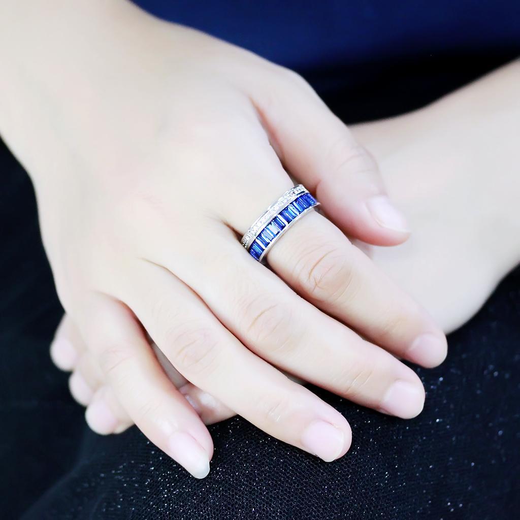 3W1568 - Rhodium Brass Ring with Synthetic Spinel in London Blue-4