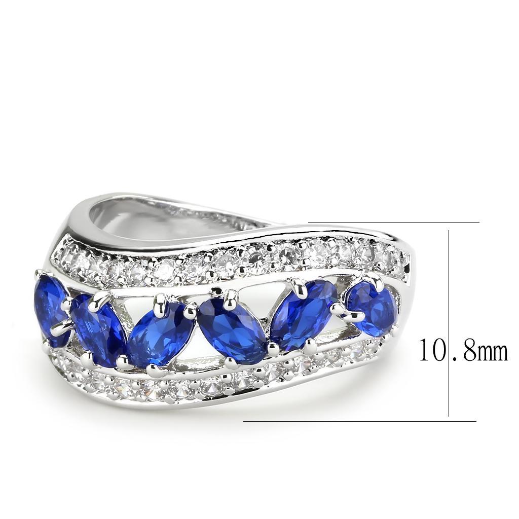 3W1569 - Rhodium Brass Ring with Synthetic Spinel in London Blue-1
