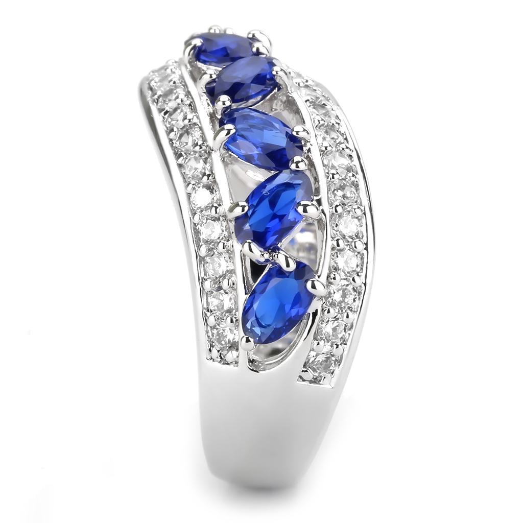 3W1569 - Rhodium Brass Ring with Synthetic Spinel in London Blue-3