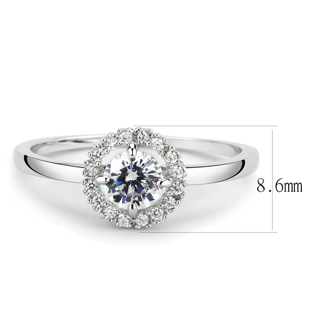3W1570 - Rhodium Brass Ring with AAA Grade CZ  in Clear-2