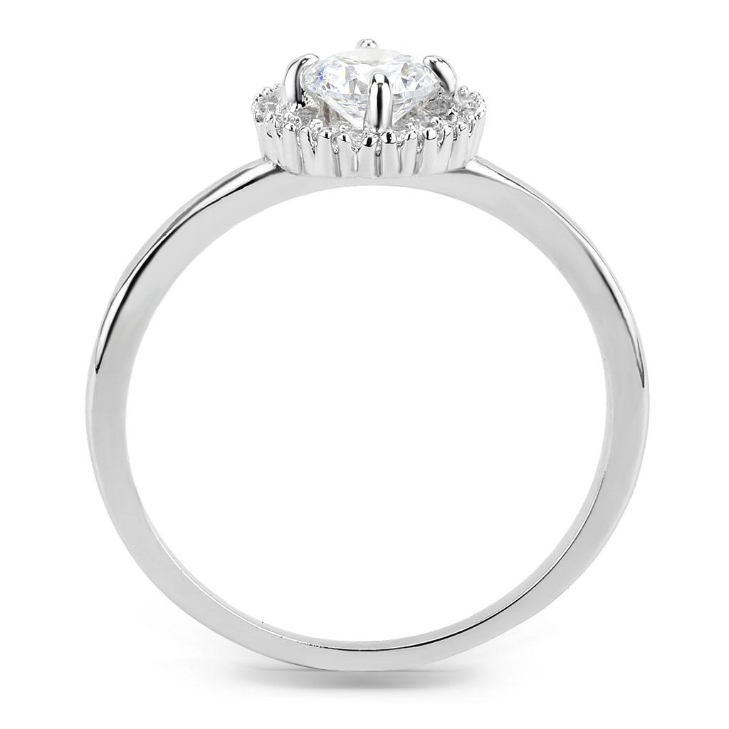3W1570 - Rhodium Brass Ring with AAA Grade CZ  in Clear-3
