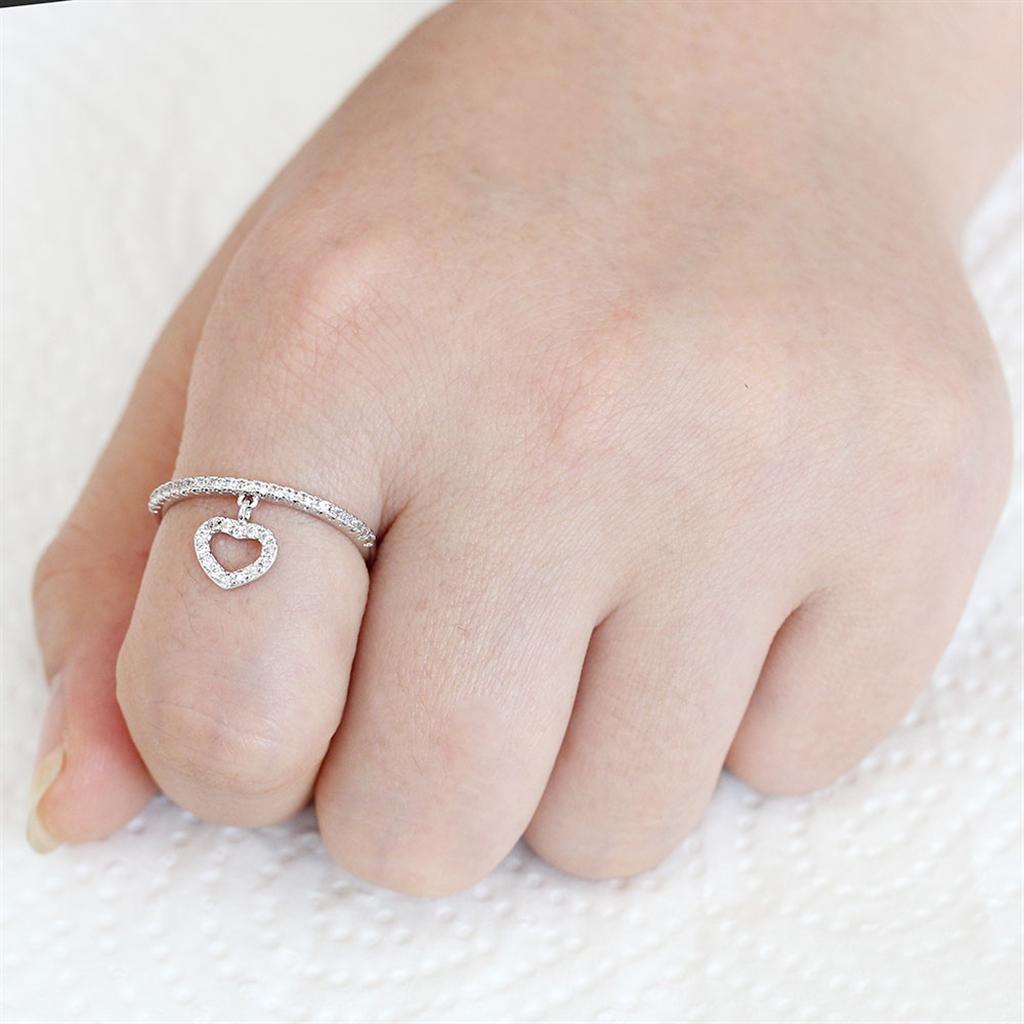 3W1579 - Rhodium Brass Ring with AAA Grade CZ  in Clear-1
