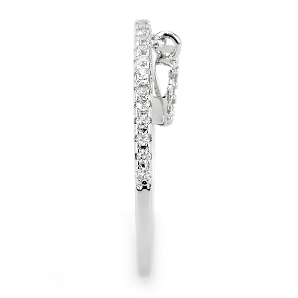 3W1579 - Rhodium Brass Ring with AAA Grade CZ  in Clear-4