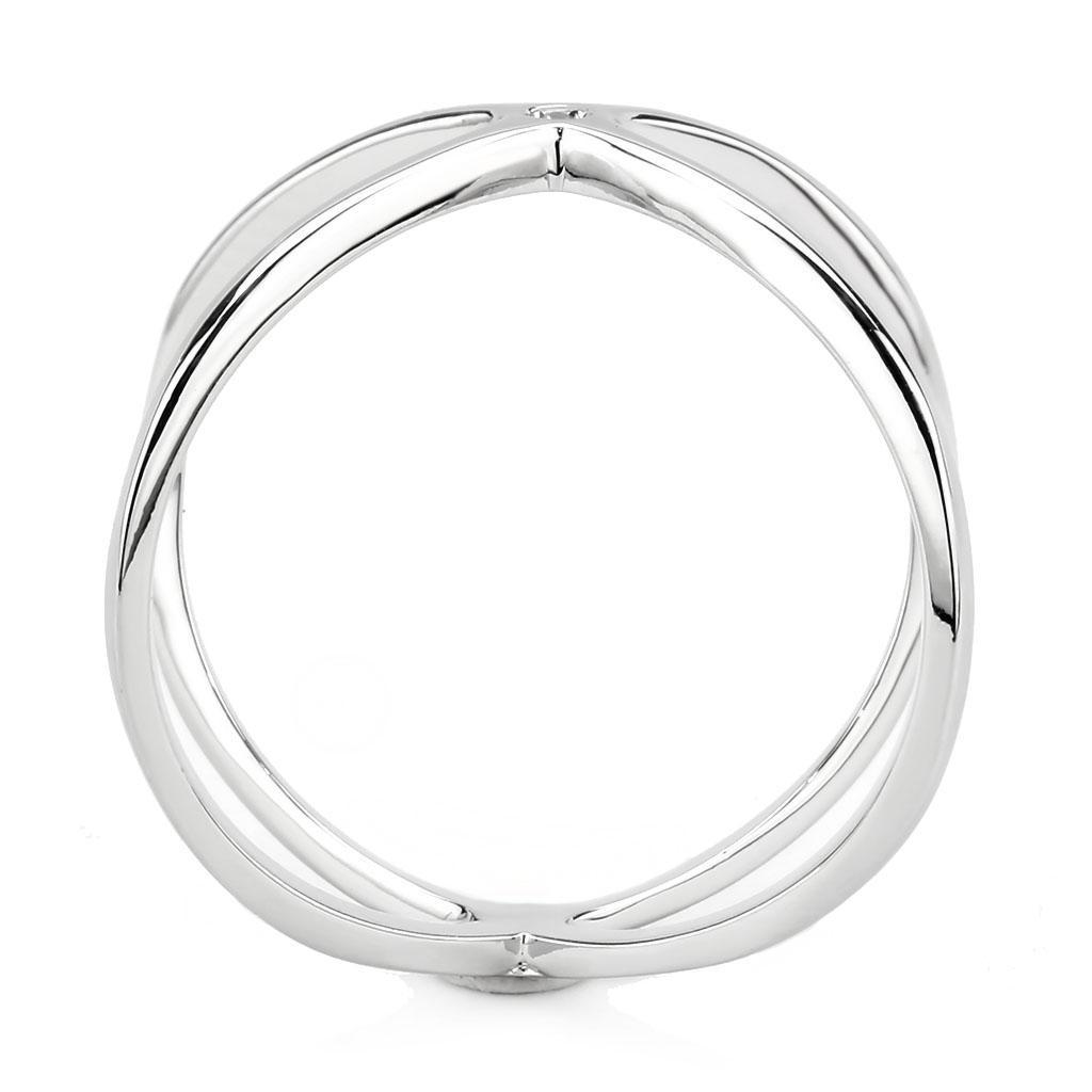 3W1584 - Rhodium Brass Ring with AAA Grade CZ  in Clear-3
