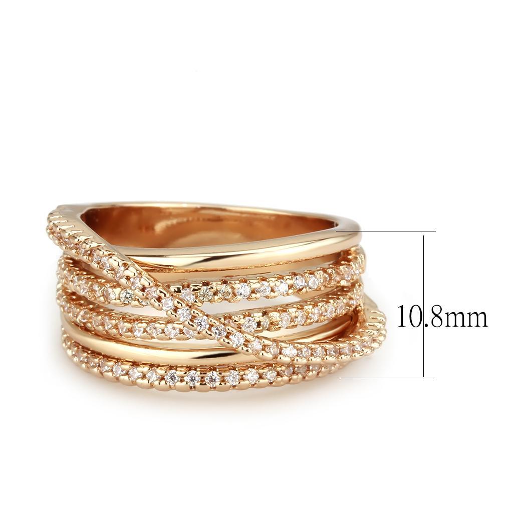 3W1586 - Rose Gold Brass Ring with AAA Grade CZ  in Clear-1
