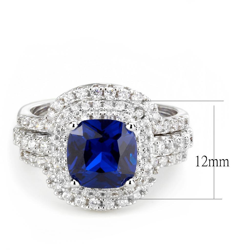 3W1599 - Rhodium Brass Ring with Synthetic Spinel in London Blue-1