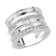 3W1607 - Rhodium Brass Ring with AAA Grade CZ in Clear-0