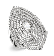 3W1608 - Rhodium Brass Ring with AAA Grade CZ in Clear-0