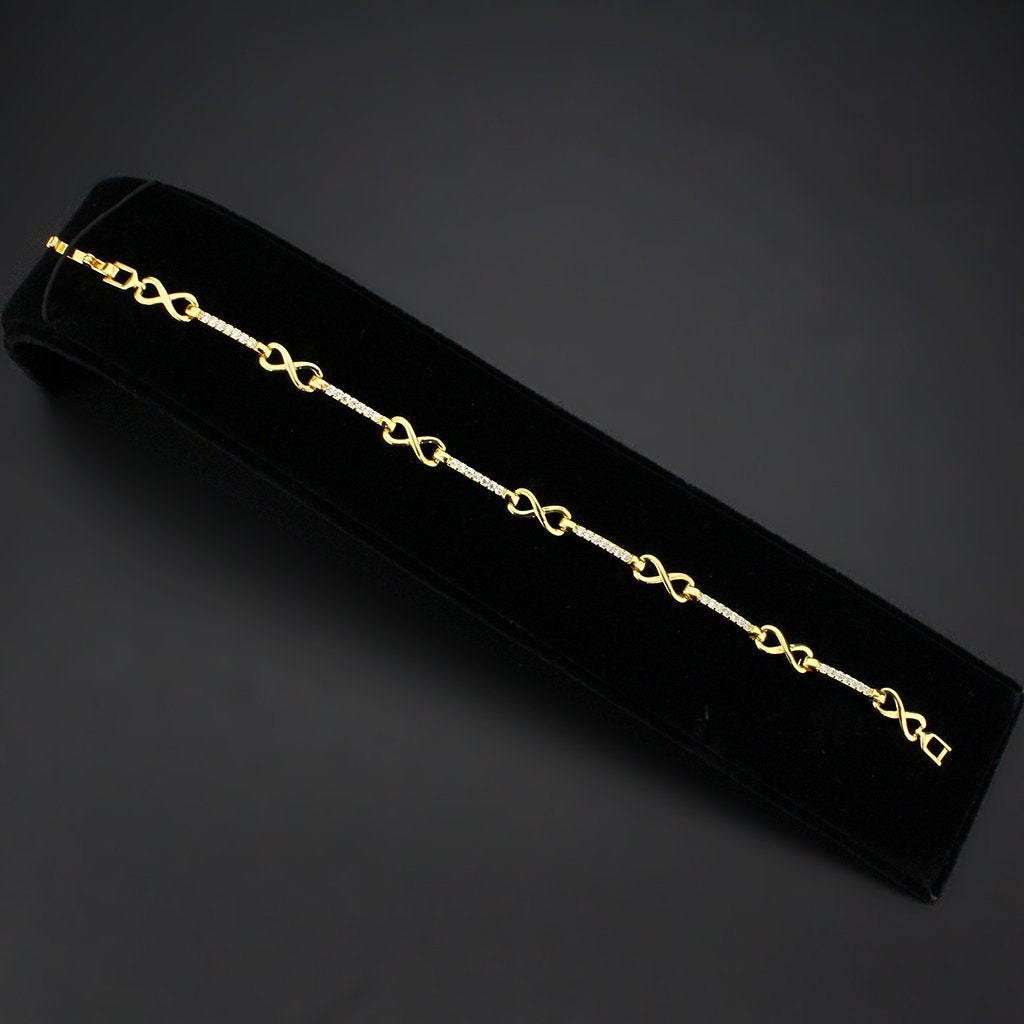 3W1629 - Flash Gold Brass Bracelet with AAA Grade CZ in Clear-2