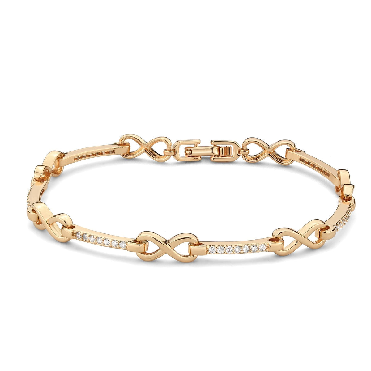 3W1630 - Flash Rose Gold Brass Bracelet with AAA Grade CZ in Clear-0