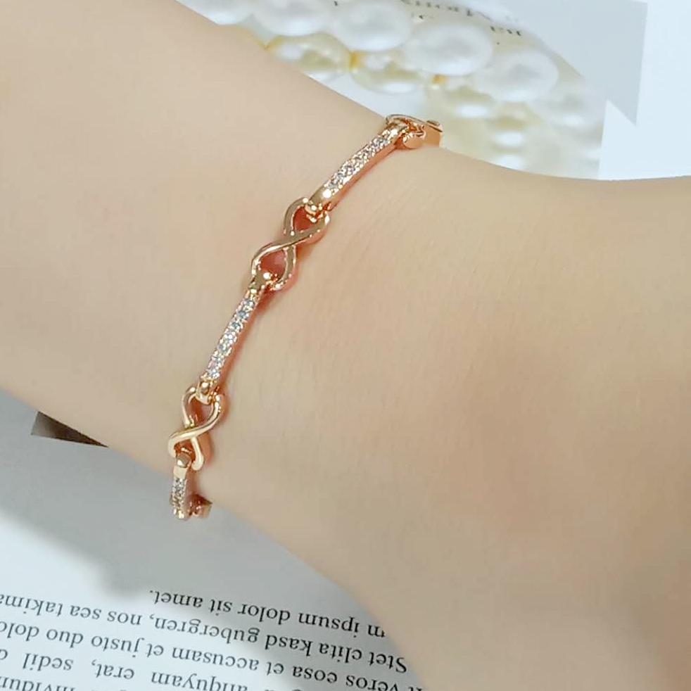 3W1630 - Flash Rose Gold Brass Bracelet with AAA Grade CZ in Clear-2