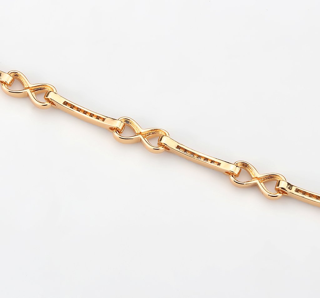3W1630 - Flash Rose Gold Brass Bracelet with AAA Grade CZ in Clear-4