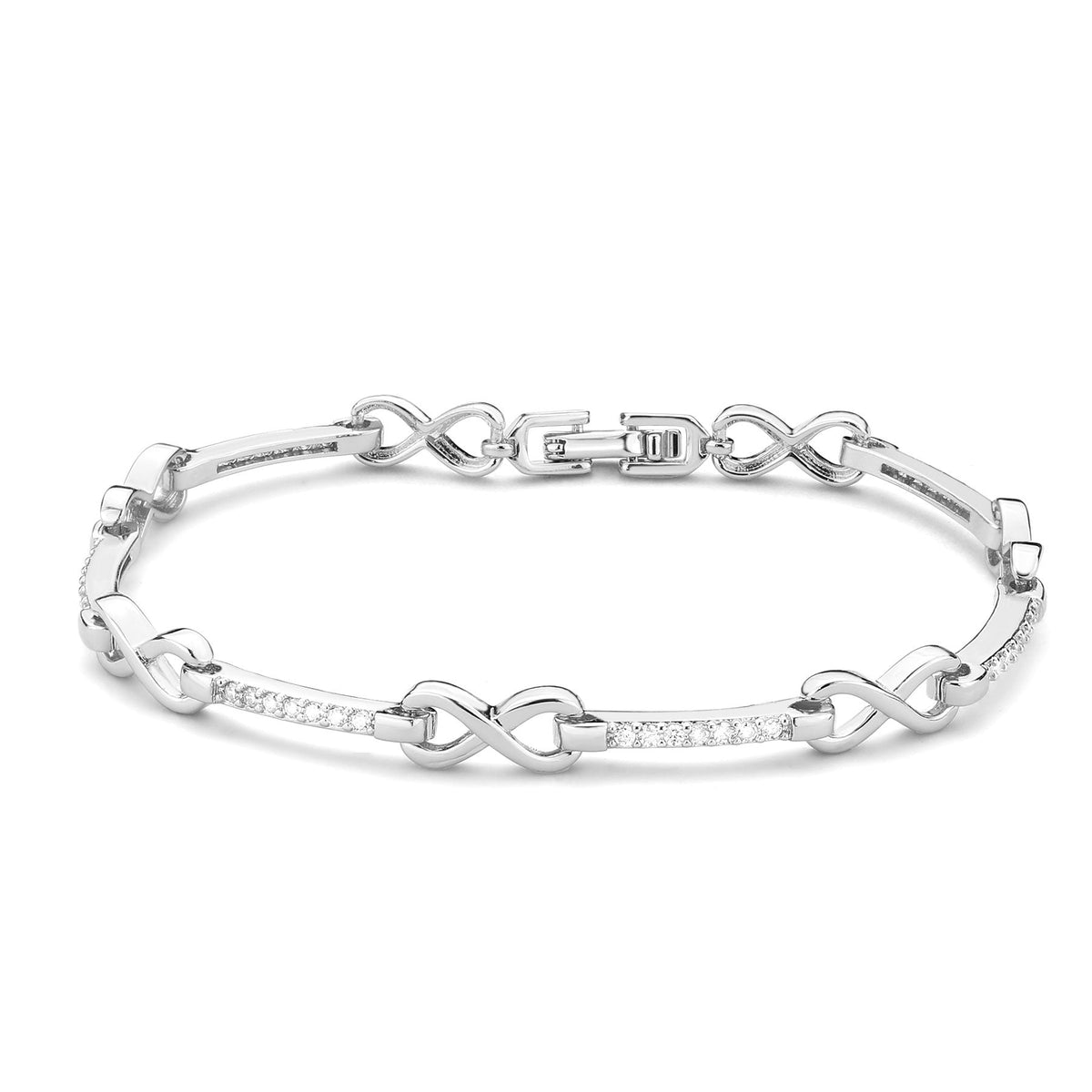 3W1631 - Rhodium Brass Bracelet with AAA Grade CZ in Clear-0