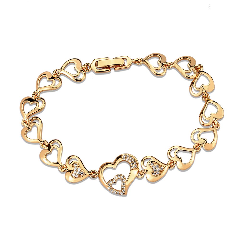 3W1633 - Flash Rose Gold Brass Bracelet with AAA Grade CZ in Clear-3