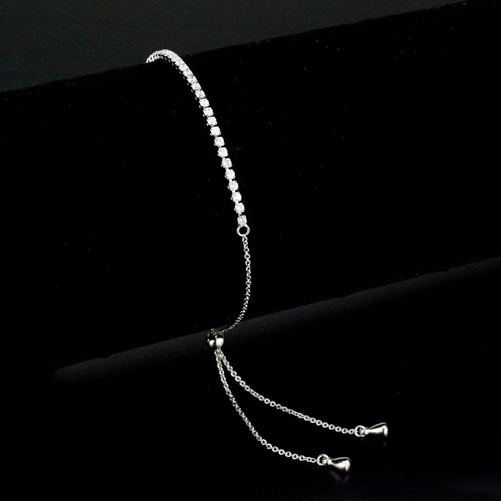 3W1637 - Rhodium Brass Bracelet with AAA Grade CZ in Clear-0