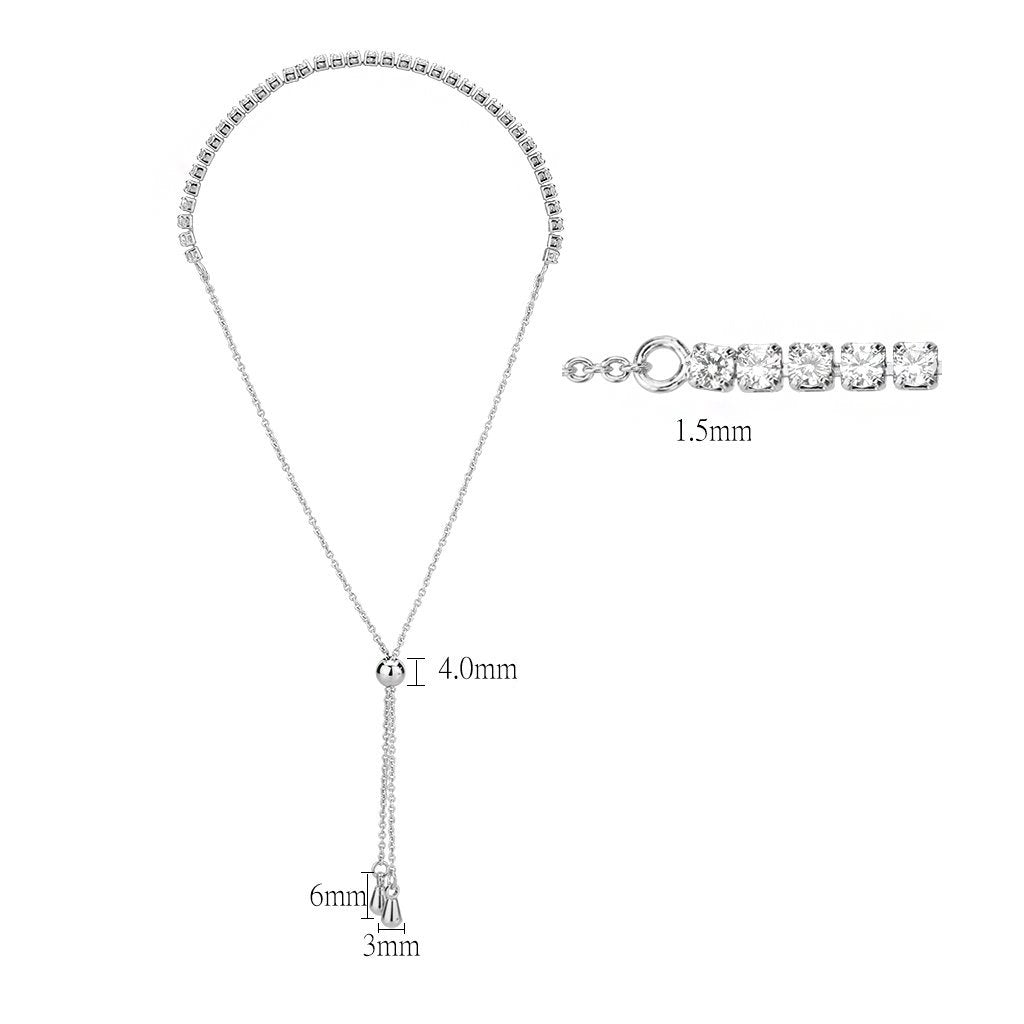 3W1637 - Rhodium Brass Bracelet with AAA Grade CZ in Clear-1