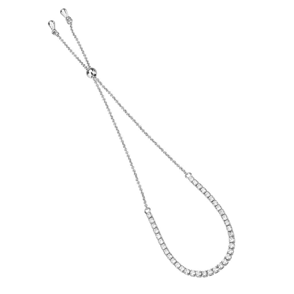 3W1637 - Rhodium Brass Bracelet with AAA Grade CZ in Clear-2