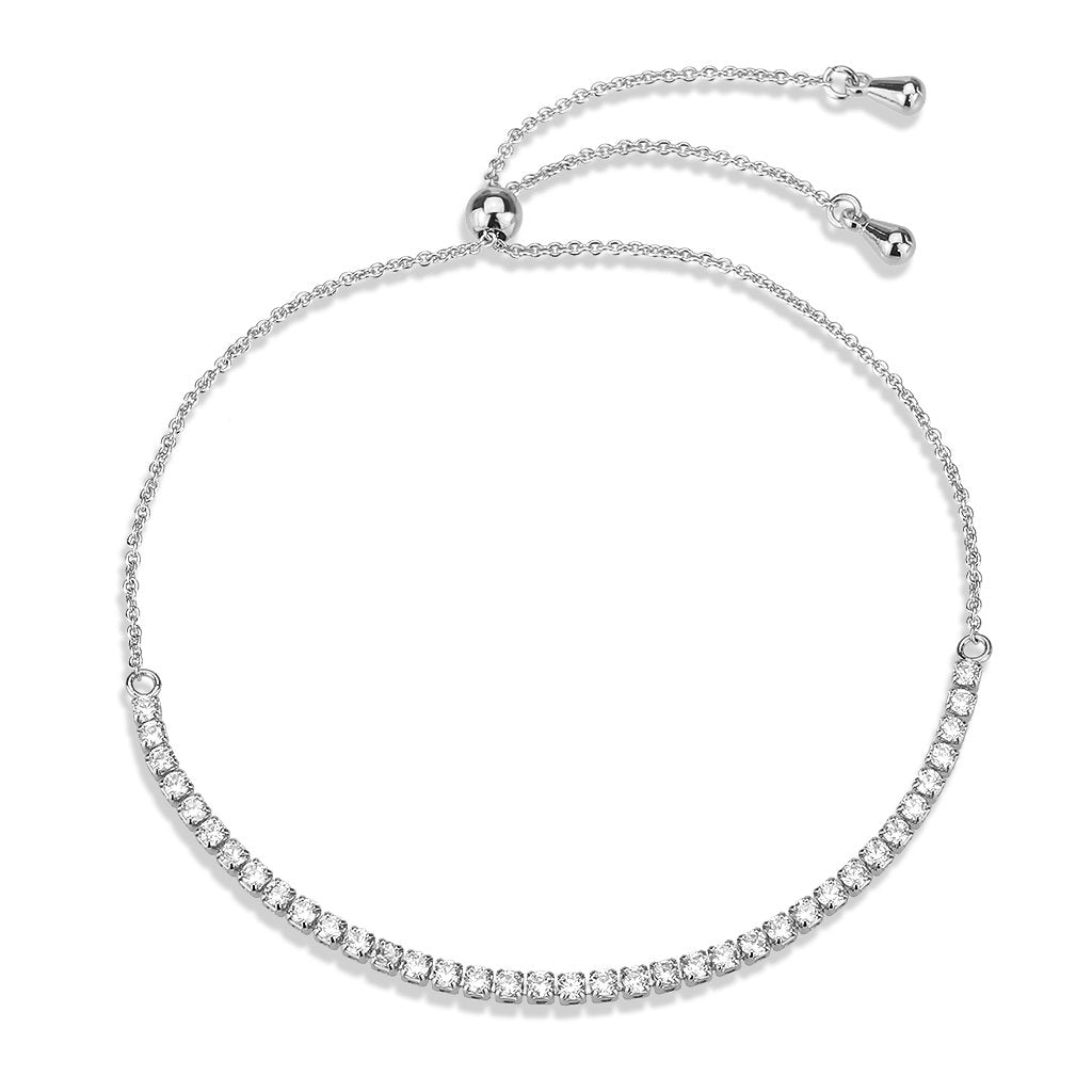 3W1637 - Rhodium Brass Bracelet with AAA Grade CZ in Clear-3