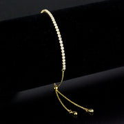 3W1638 - Gold Brass Bracelet with AAA Grade CZ in Clear-0