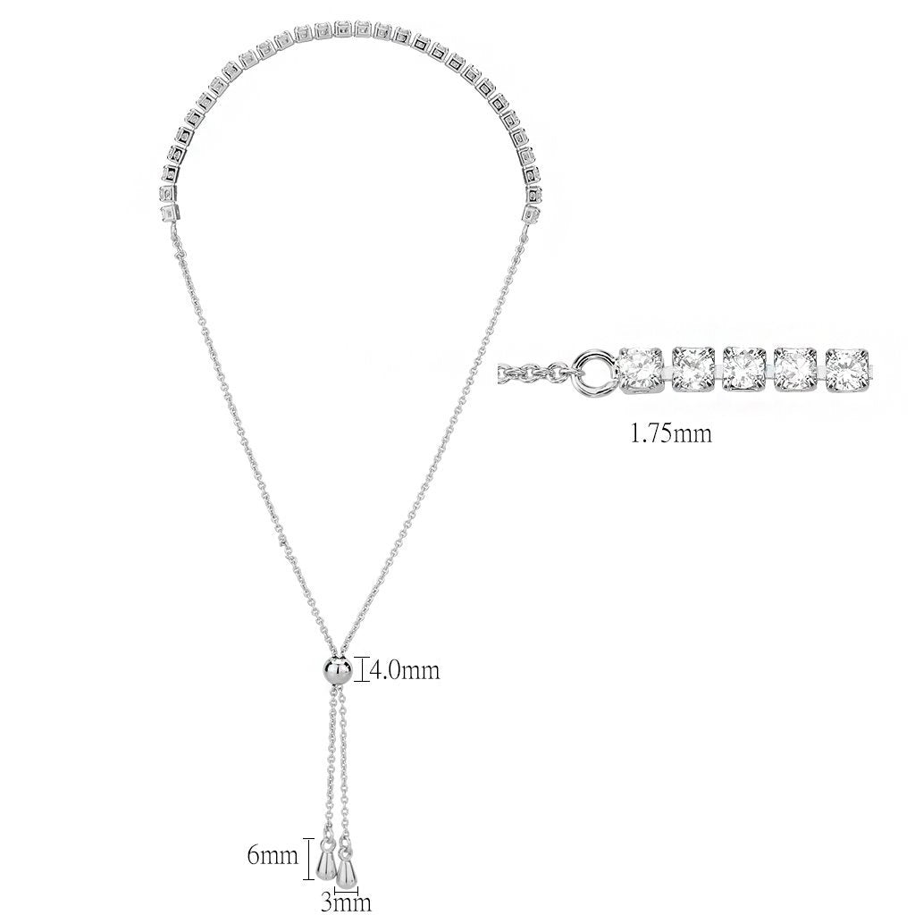3W1640 - Rhodium Brass Bracelet with AAA Grade CZ in Clear-1