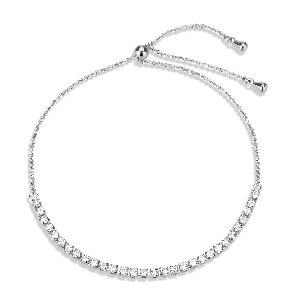 3W1640 - Rhodium Brass Bracelet with AAA Grade CZ in Clear-3
