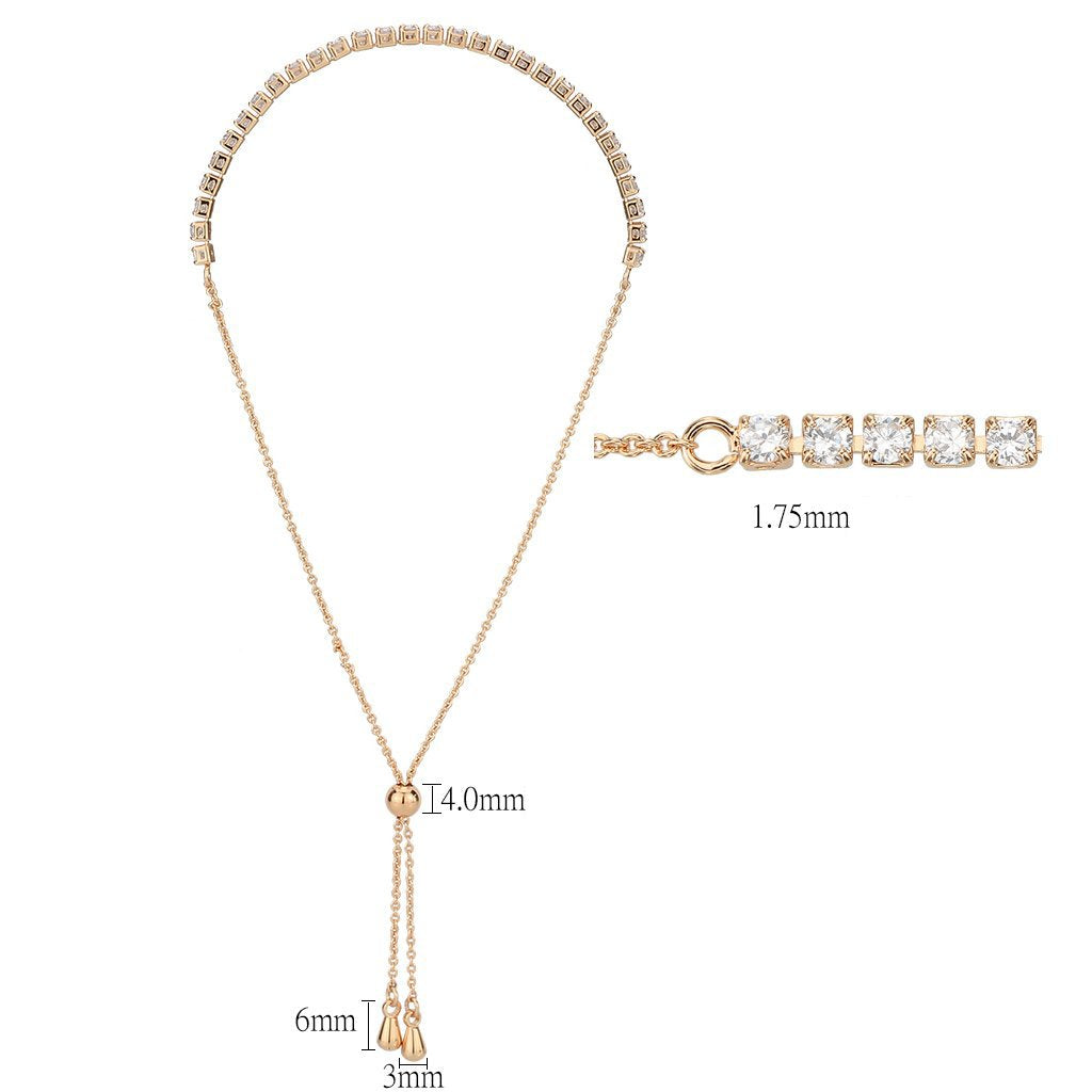3W1642 - Rose Gold Brass Bracelet with AAA Grade CZ in Clear-1