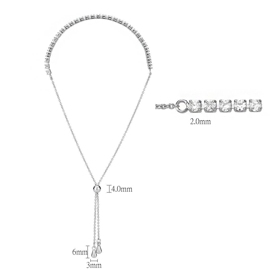 3W1643 - Rhodium Brass Bracelet with AAA Grade CZ in Clear-1