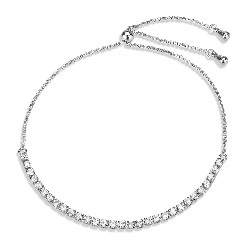 3W1643 - Rhodium Brass Bracelet with AAA Grade CZ in Clear-3