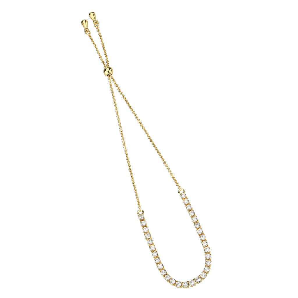 3W1644 - Gold Brass Bracelet with AAA Grade CZ in Clear-2