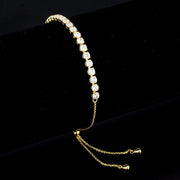 3W1650 - Gold Brass Bracelet with AAA Grade CZ in Clear-0