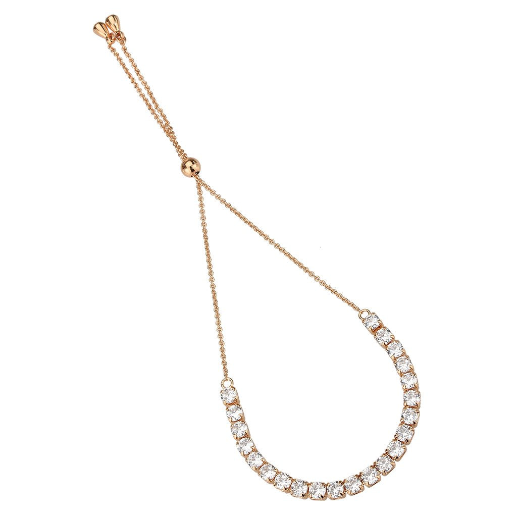 3W1651 - Rose Gold Brass Bracelet with AAA Grade CZ in Clear-2