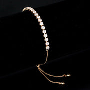 3W1651 - Rose Gold Brass Bracelet with AAA Grade CZ in Clear-0