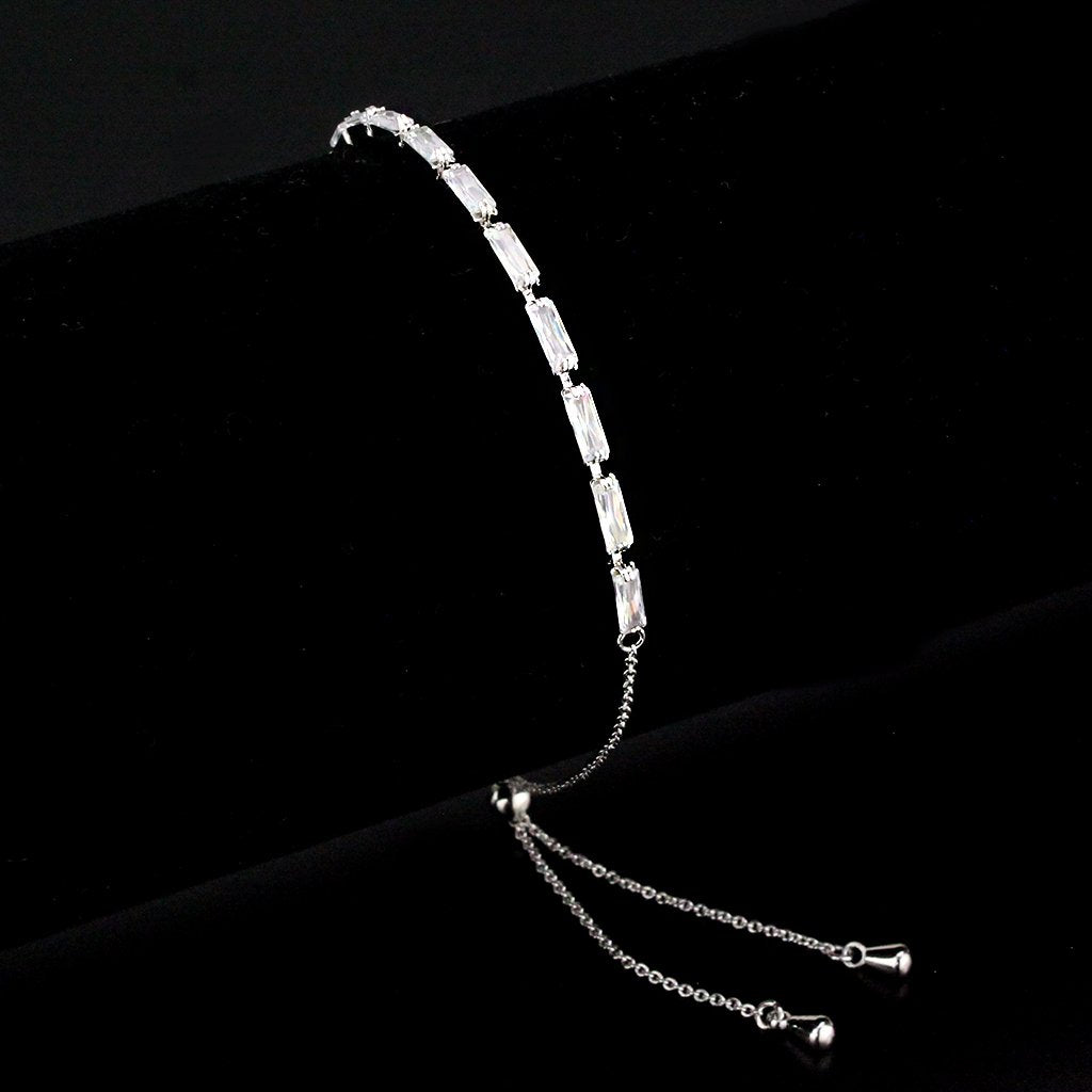 3W1652 - Rhodium Brass Bracelet with AAA Grade CZ in Clear-0
