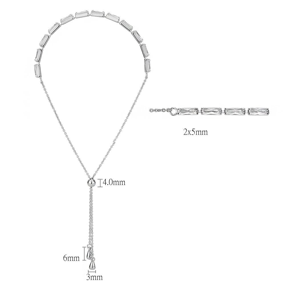 3W1652 - Rhodium Brass Bracelet with AAA Grade CZ in Clear-1