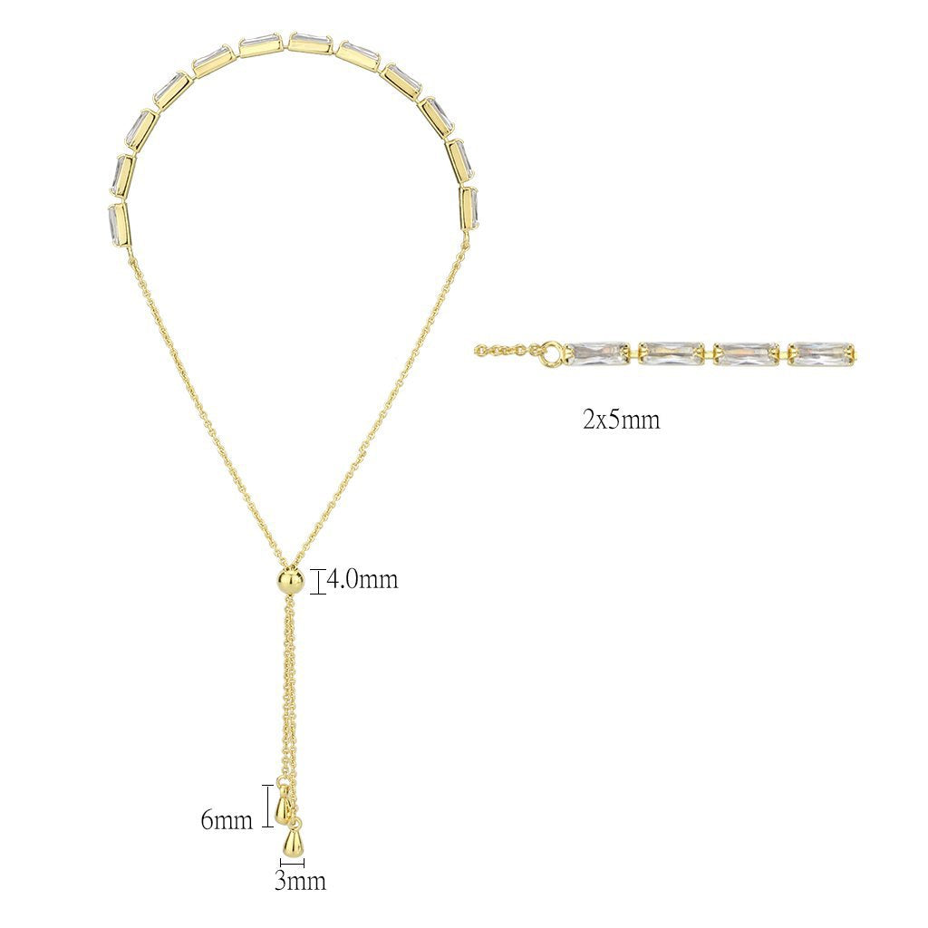 3W1653 - Gold Brass Bracelet with AAA Grade CZ in Clear-1