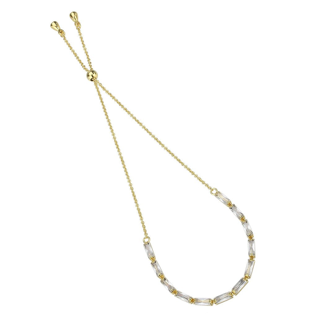3W1653 - Gold Brass Bracelet with AAA Grade CZ in Clear-2