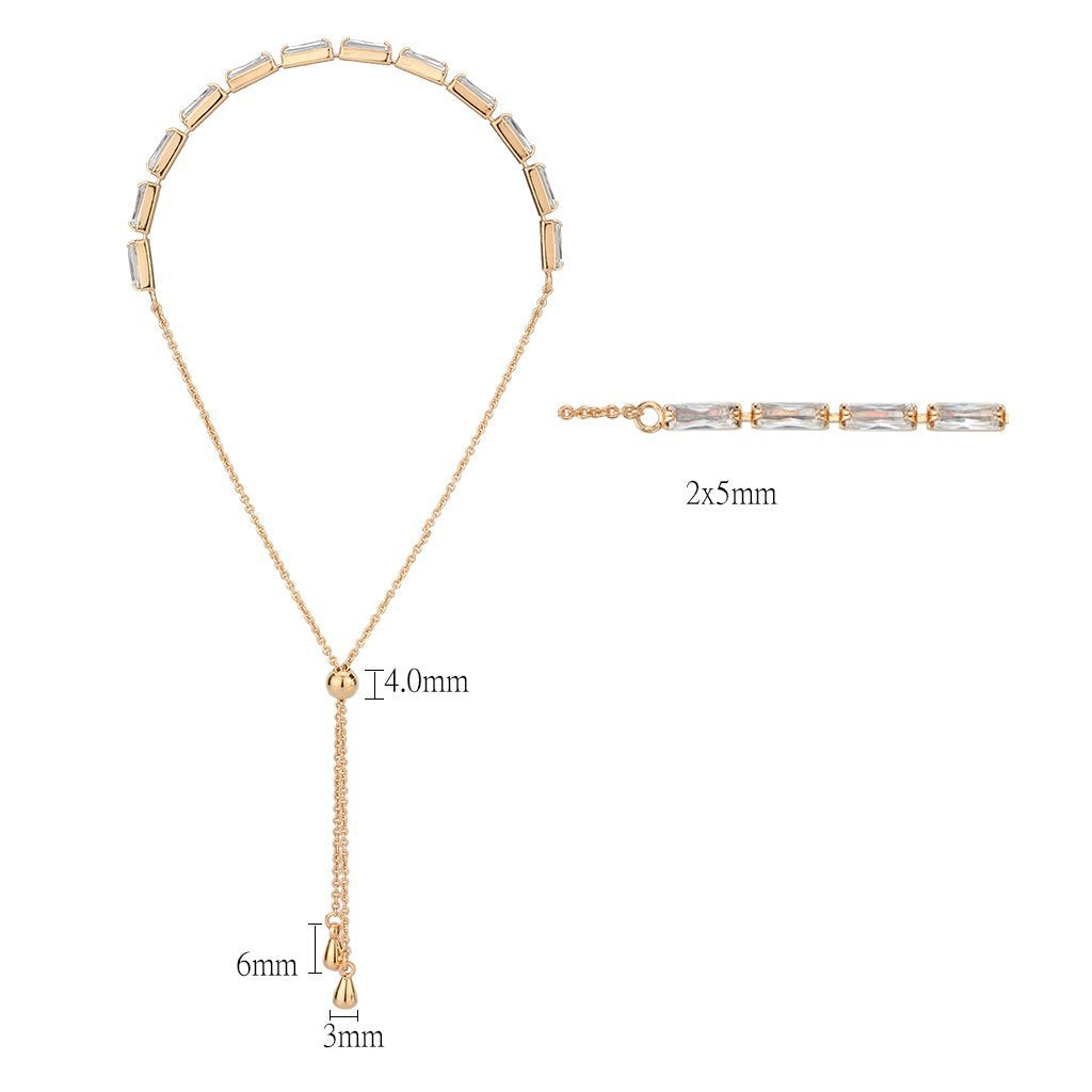 3W1654 - Rose Gold Brass Bracelet with AAA Grade CZ in Clear-1