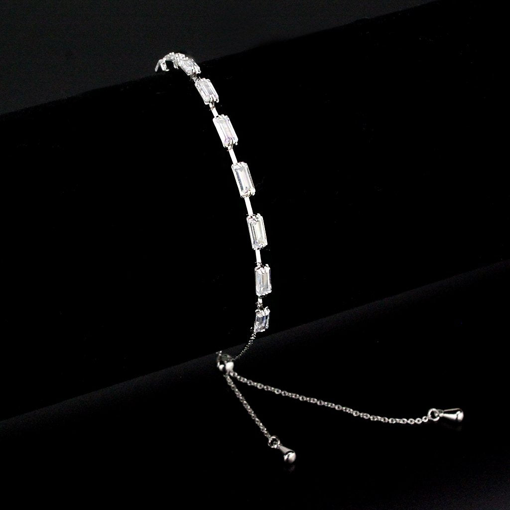 3W1655 - Rhodium Brass Bracelet with AAA Grade CZ in Clear-0