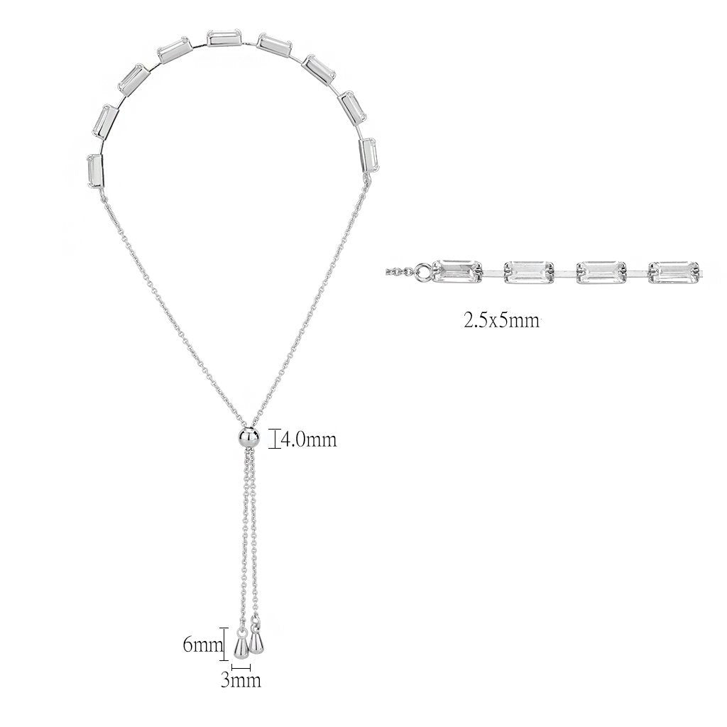 3W1655 - Rhodium Brass Bracelet with AAA Grade CZ in Clear-1