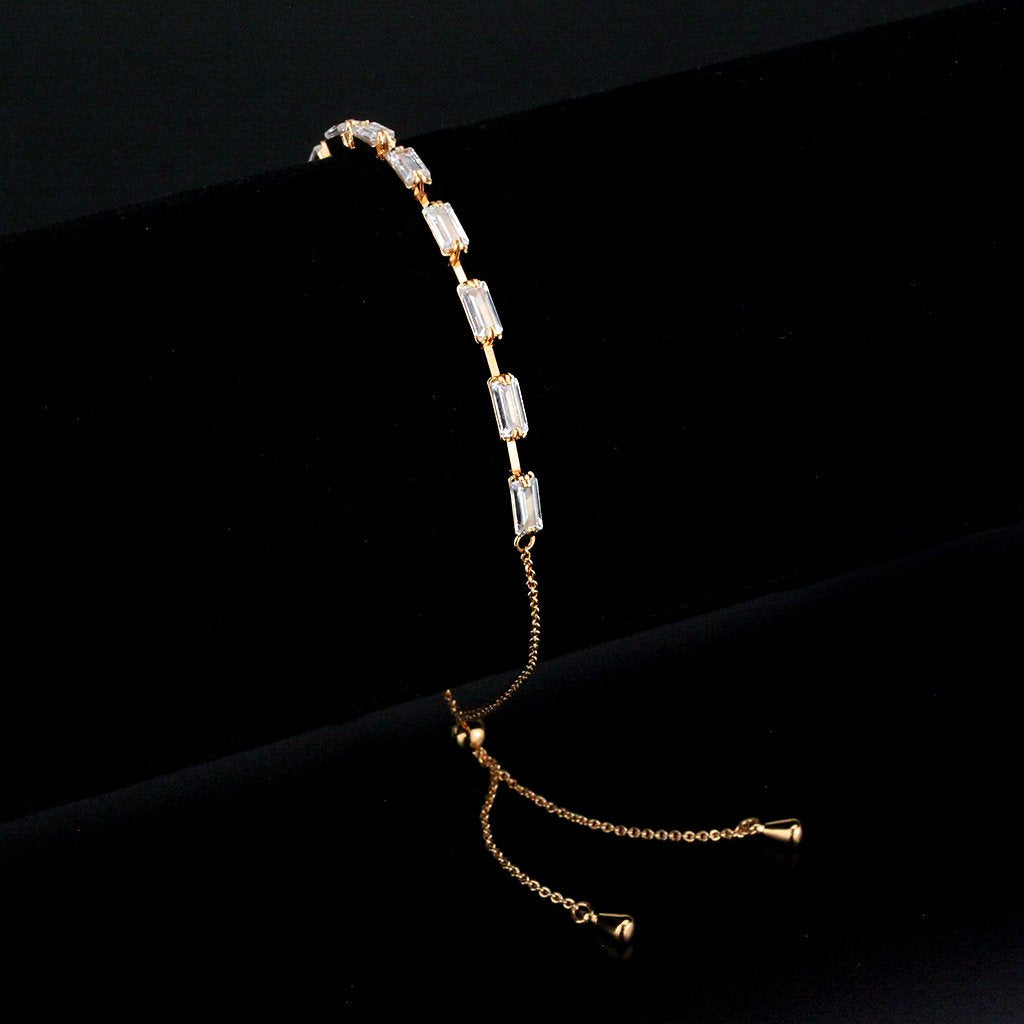 3W1657 - Rose Gold Brass Bracelet with AAA Grade CZ in Clear-0