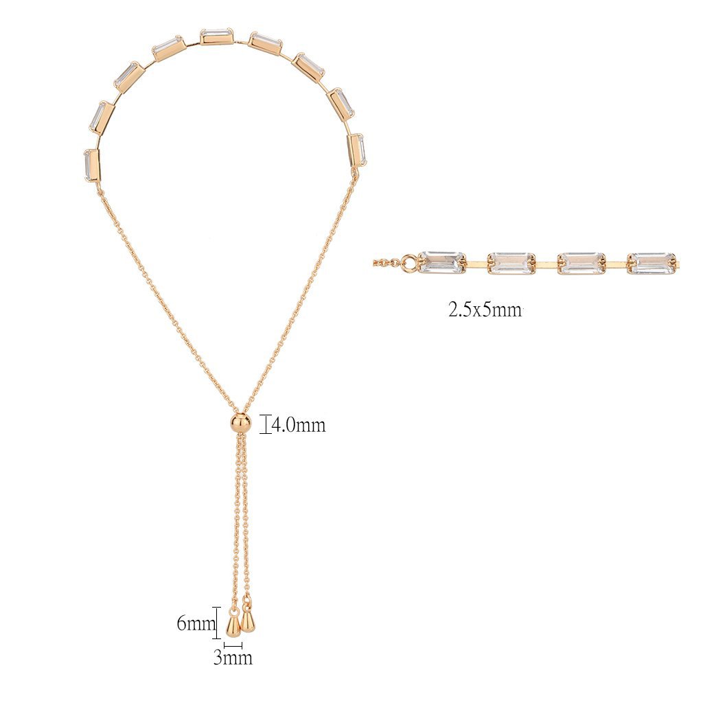 3W1657 - Rose Gold Brass Bracelet with AAA Grade CZ in Clear-1