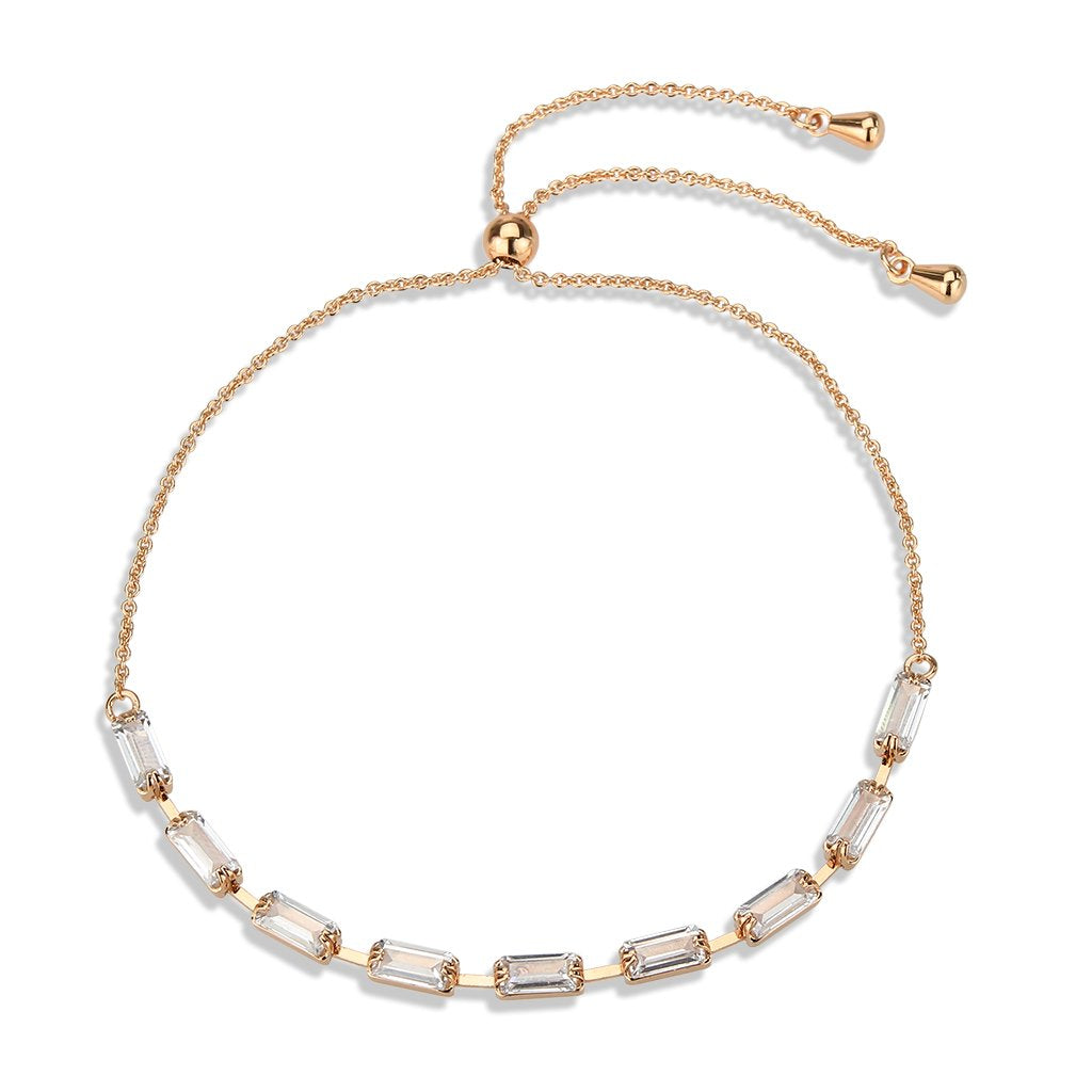 3W1657 - Rose Gold Brass Bracelet with AAA Grade CZ in Clear-3