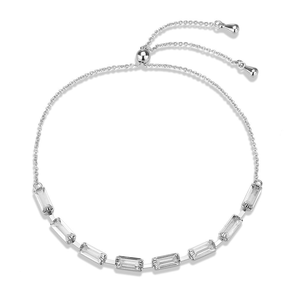 3W1658 - Rhodium Brass Bracelet with AAA Grade CZ in Clear-3